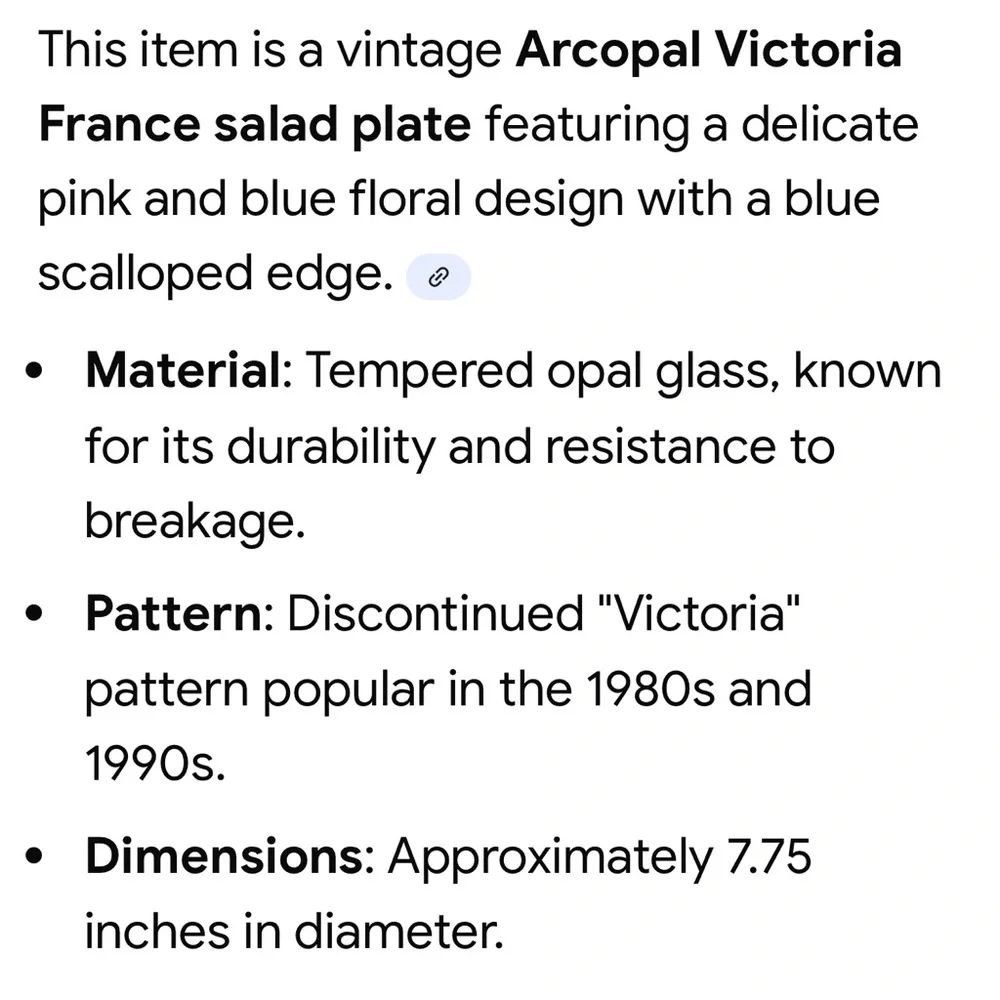 Vintage France Arcopal Victoria French Floral Salad Plates Set of 6